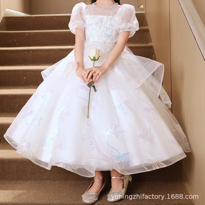 Amazon hot selling girls' dresses: new luxury floral girl dresses, high-end children's hostess princess dresses, tutu skirts - summer collection