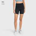 New women's high-waisted workout shorts with side pockets - four-way stretch, tummy control, and butt-lifting design - perfect for fitness and yoga (model dk178)