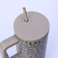 Custom leopard print handle car cup, 304 stainless steel vacuum insulated tumbler, large capacity portable cooler, ice bucket cup