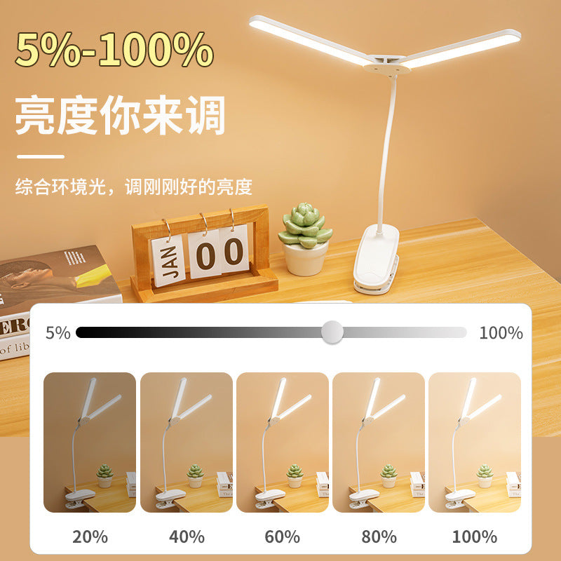 clip desk lamp double-headed eye protection lighting led rechargeable eye protection learning kids student desk lamp dormitory bedroom