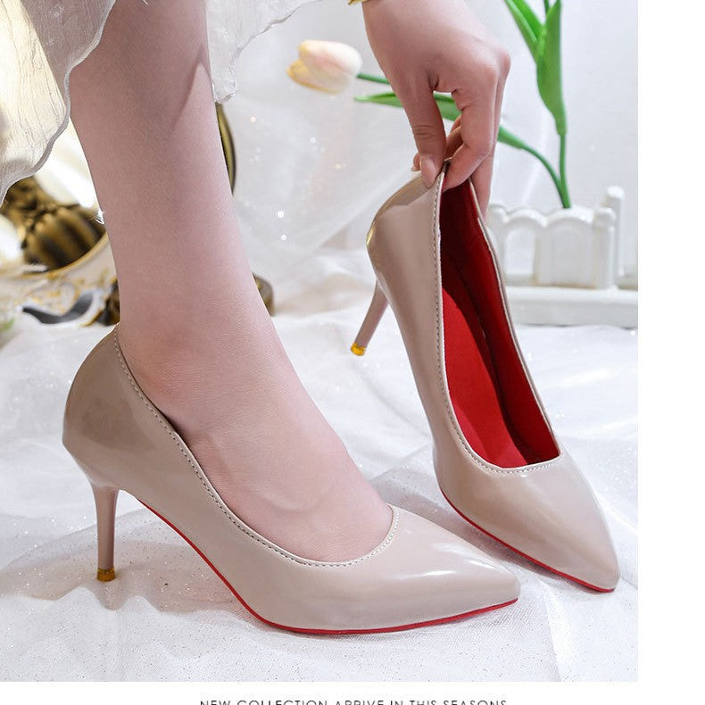 2025 new women's red pumps: premium patent leather red sole high heels, hidden heel stiletto, elegant and chic