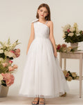 European and american style girls' white wedding dress, piano performance outfit, children's runway show host evening gown, cross-border customization