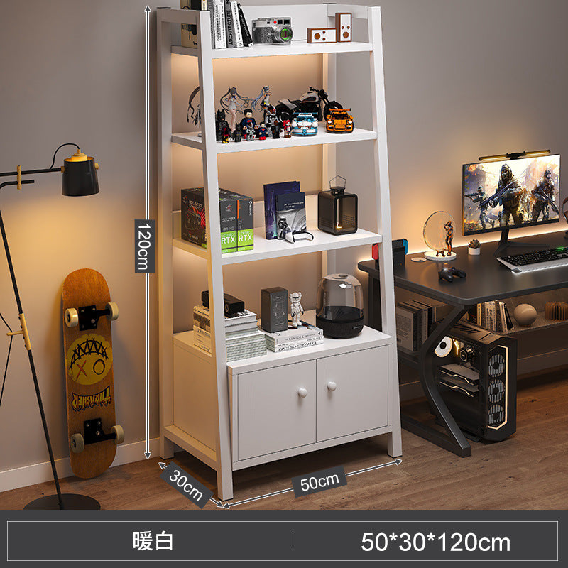 Shelf Floor-to-ceiling storage shelf Multi-layer bookshelf E-sports room Computer table Locker Wrought iron trapezoidal display shelf