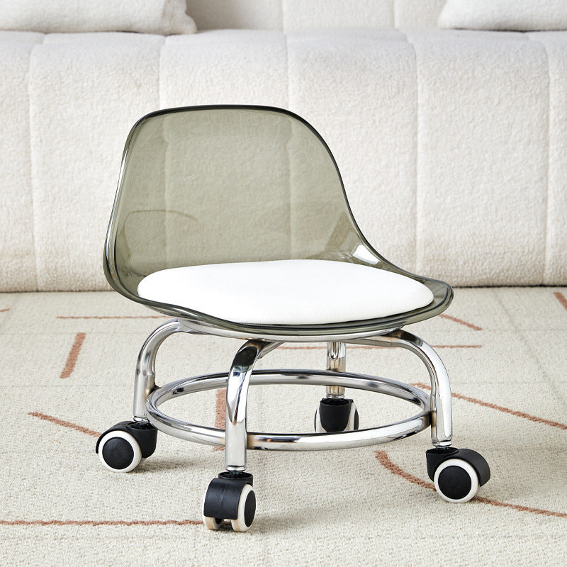 Pulley low stool transparent small chair universal wheel stool toddler children acrylic beautiful seam household backrest small size