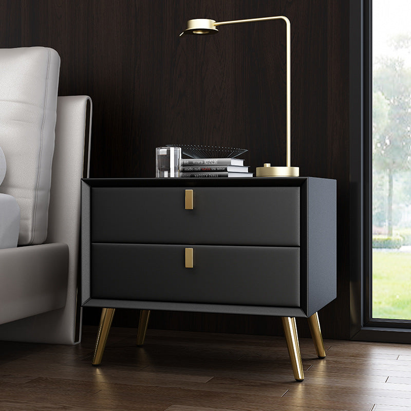 Bedside table free of installation drawer casual postmodern small cabinet accessible luxury scandinavian storage cabinet master bedroom classy leather