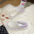 Waterproof cotton slippers for women, suitable for wearing outdoors in autumn and winter. thick-soled, closed-back cotton slippers, indoor/outdoor fuzzy slippers, non-slip postpartum shoes