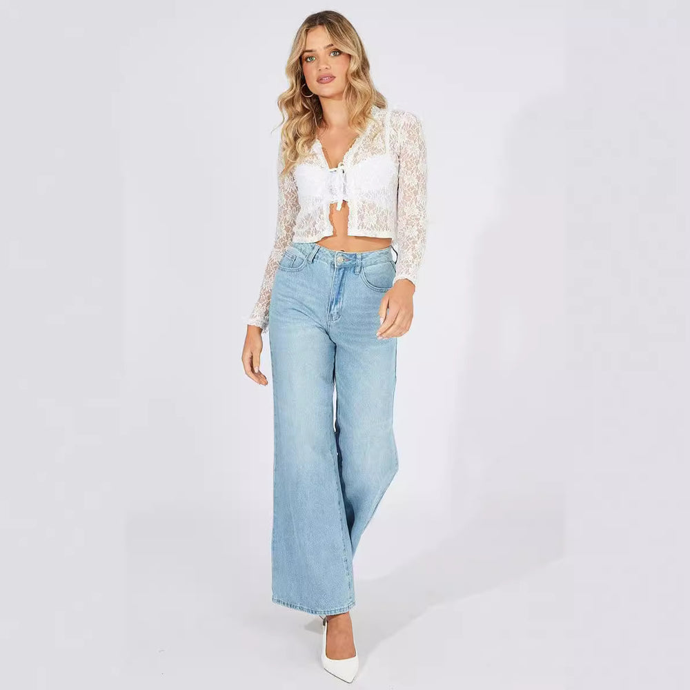Amazon women's  european and american style spring new slim-fit sexy lace-up long sleeve cardigan top