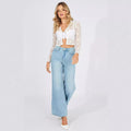 Amazon women's  european and american style spring new slim-fit sexy lace-up long sleeve cardigan top