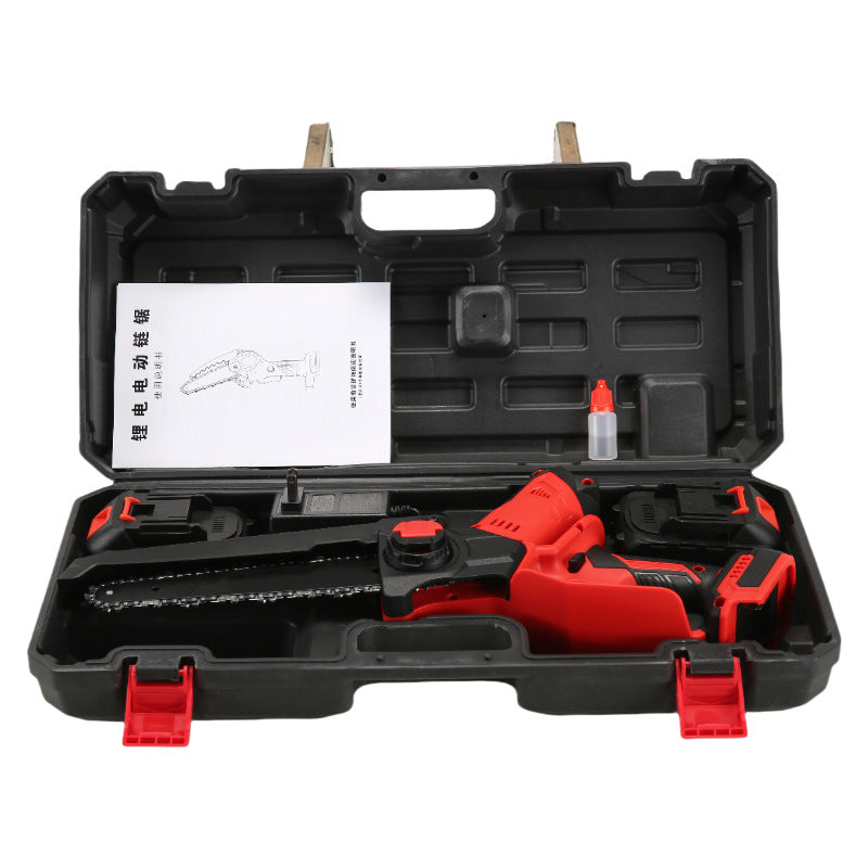 8-Inch lithium battery saw, brushless portable household outdoor handheld one-handed logging and pruning saw charging, lithium battery chain saw