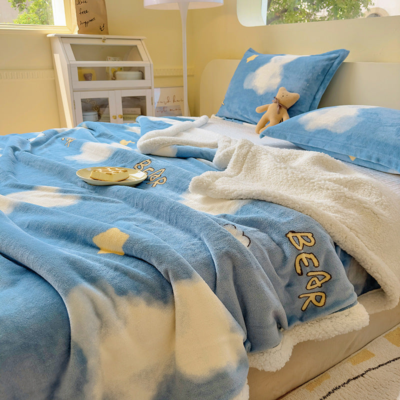 Winter Flannel Blanket Thickened Warm Lamb Fleece Blanket Office Nap Coral Fleece Blanket Milk Fleece Blanket