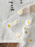 spring/summer european and american style girls' hollow-out cardigan, solid color camisole + sunflower print denim pants three-piece set