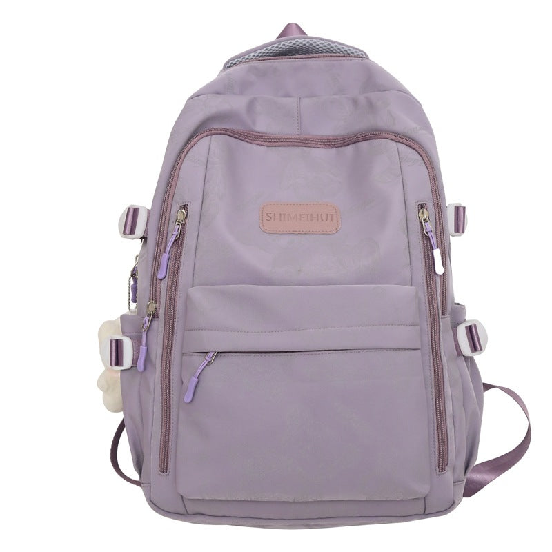 New high school and junior high school students large-capacity night reflective backpack travel backpack Japanese simple graffiti bear