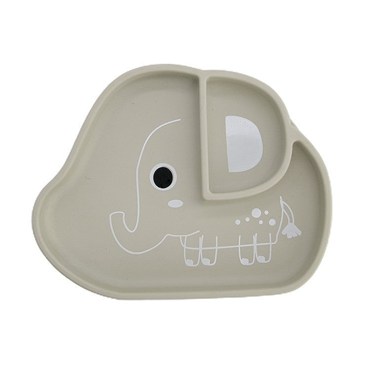 Cross-border children's silicone dinner plate baby partition plate complementary food bowl suction cup anti-drop animal shape silicone tableware