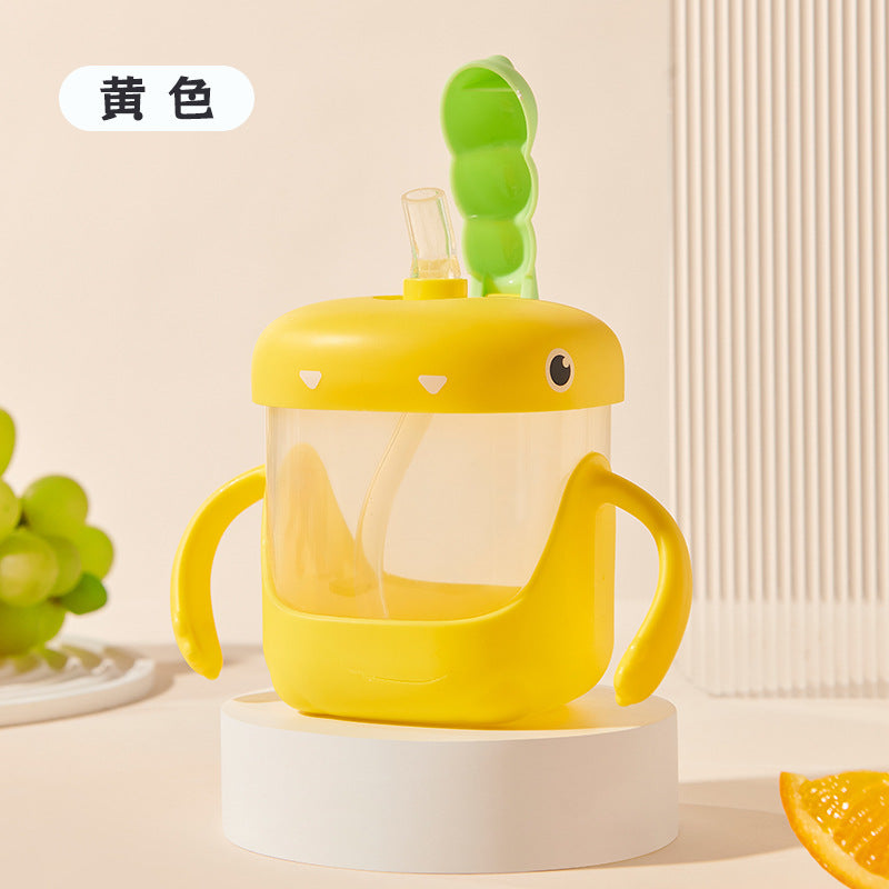 Kids' milk cup water bottle with measuring scale, straw, spill-proof, heat-resistant, infant and toddler training cup, home use