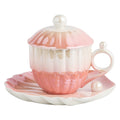 Instagrammable, high-style, creative fairy tear pearl shell ceramic coffee cup and saucer set - premium home drinkware