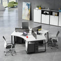 Office desk set for employees - modern minimalist design - includes desk, chair, and computer accessories