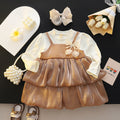 Girls' autumn dress  new style chic girl's long dress autumn outfit toddler & little girl's shimmering princess dress
