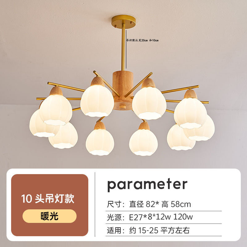 Log living room chandelier dining room light Japanese-style wabi-sabi wind homestay lighting retro wind hotel shop light bedroom lighting