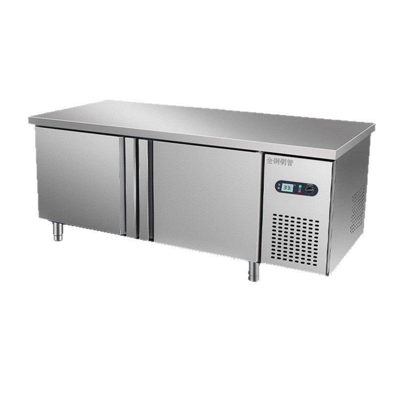 Stainless steel fresh-keeping workstation kitchen refrigeration & freezing dual-temperature flat-top workbench horizontal freezer fresh-keeping cabinet
