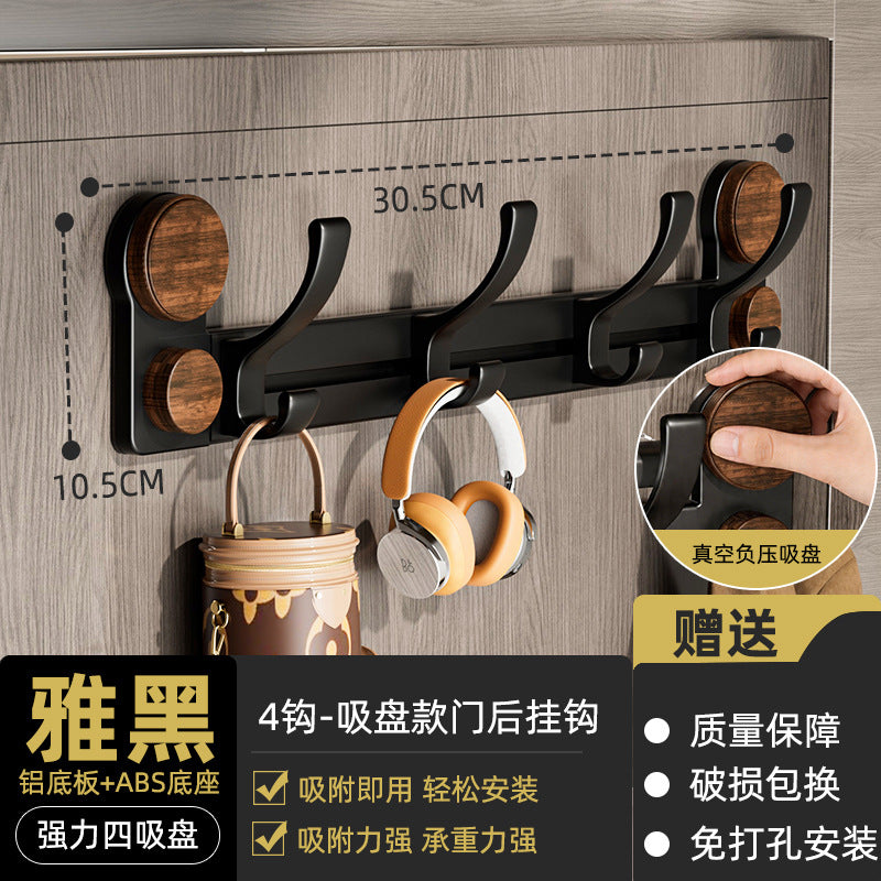 Suction cup door rear hook, no punching, strong load-bearing, vintage style bathroom adhesive coat hook, coat rack, traceless adhesive hook