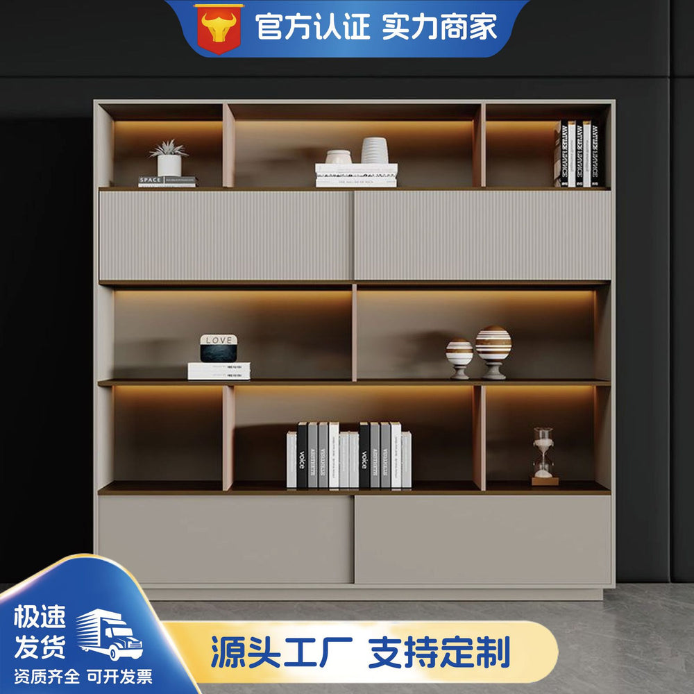 Retro file cabinet, office wall-mounted storage cabinet, storage cabinet, luxury boss background cabinet, bookcase floor