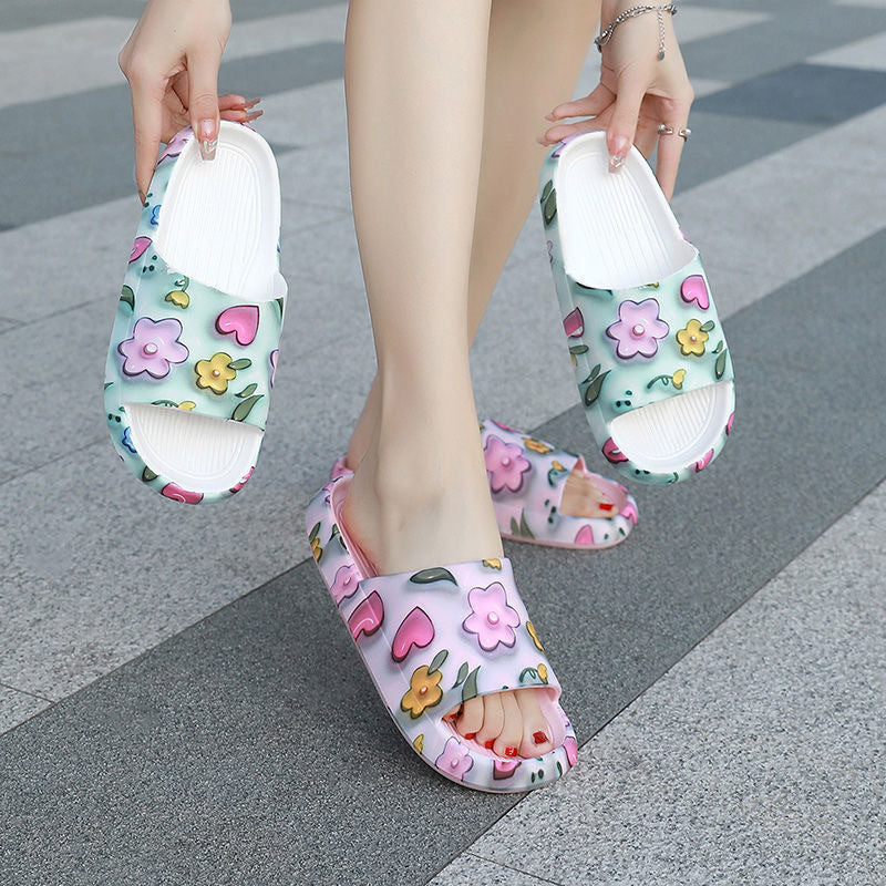 Embossed floral slippers - women's summer 2024 new beach sandals, indoor/outdoor home slippers, wholesale for men and women