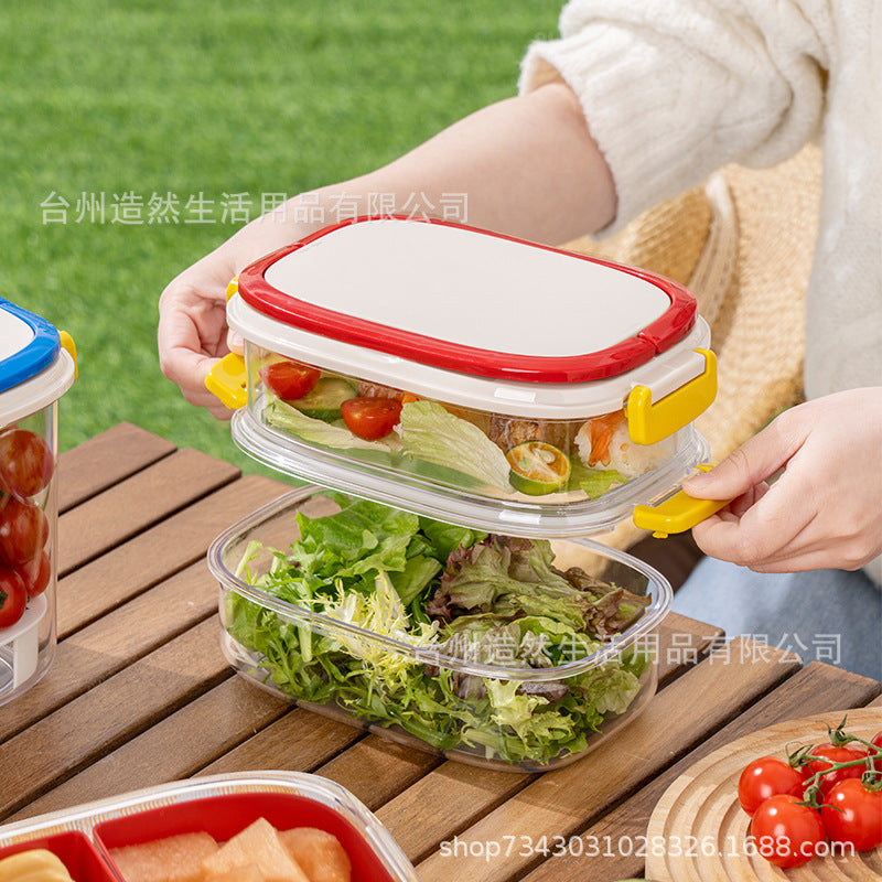 Portable fruit food crisper with filtered water outdoor camping picnic sealed bento box mobile small refrigerator