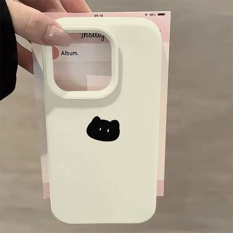 Cute minimalist little black cat head suitable for iphone 17 mobile phone case fresh and gentle style apple 18 protective cover 13
