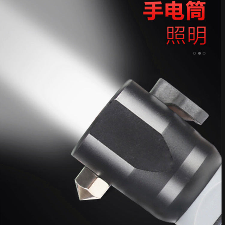 Cross-border new fire-fighting strong light USB solar charging flashlight T6 remote vehicle safety output LED flashlight