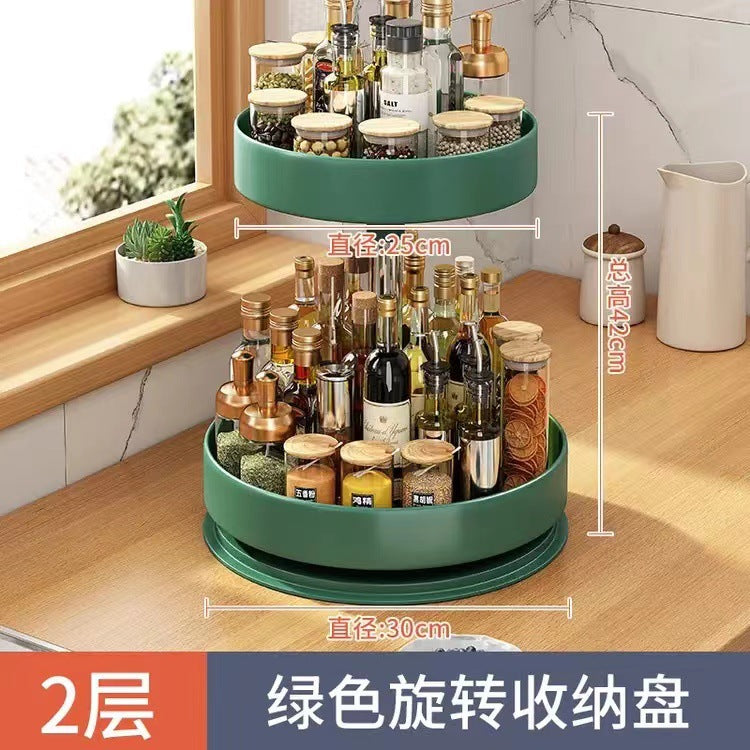Kitchen spice rack - multifunctional countertop organizer for bottles, jars, and condiments - rotating storage shelf