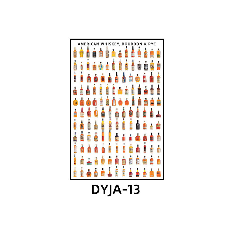 Bar background wall decorative painting American retro KTV box hanging painting industrial style nightclub foreign wine whiskey mural