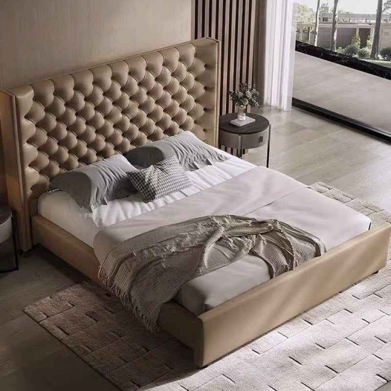 Modern creative italian american style zipper closure light luxury black double bed for home bedroom master bedroom upholstered wedding bed
