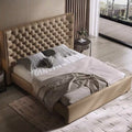 Modern creative italian american style zipper closure light luxury black double bed for home bedroom master bedroom upholstered wedding bed