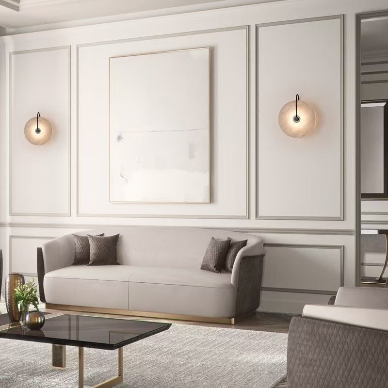 Modern bedroom bedside wall lamp living room background decoration atmosphere wall light staircase light aisle round marble small wall lamp