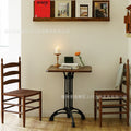American retro solid wood table cafe table and chairs dessert shop milk tea shop scandinavian medieval iron square table restaurant round table