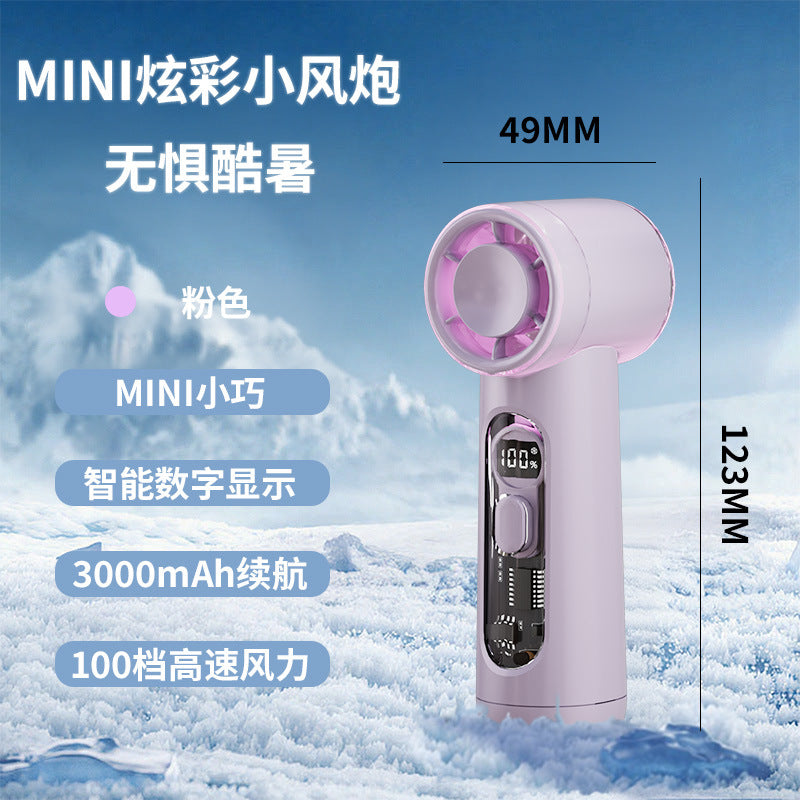 2026 new cross-border high-speed mini fan, 100-speed digital display, usb turbine desktop portable ice cooling silent fan
