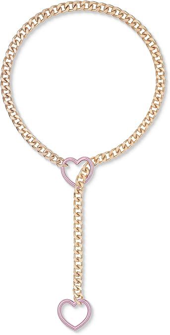 2024 new cross-border multi-color heart & o-ring adjustable punk cuban long necklace - couple's style