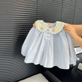 Girls' spring/autumn new arrival blouse - fresh floral print, turn-down collar, baby shirt, stylish and versatile long-sleeve top for girls