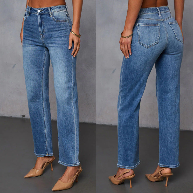 Xintang denim capital stretch jeans women's new arrivalexportelegantwork clothingstraight-leg pants washed monkey jeans