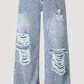 girls' spring/autumn denim pants: new styles for mid-to-large children, loose-fit casual straight-leg trousers, stylish and versatile wide-leg pants for kids