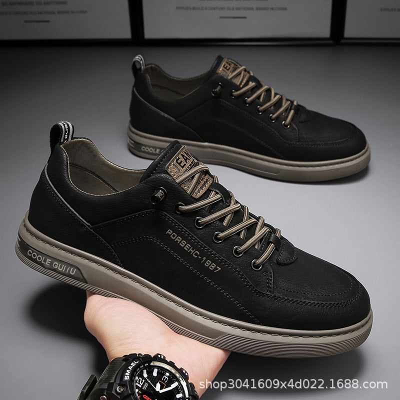 Men's casual leather shoes - spring/autumn 2025 new collection - men's white flat shoes - versatile winter sports white shoes for teens