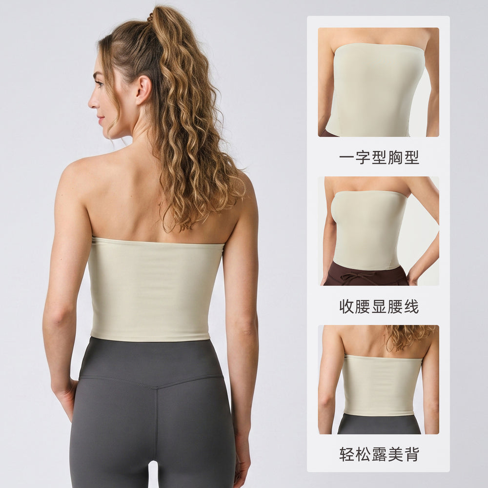 Strapless bandeau tank top - women's slimming, seamless, backless design - perfect for gym, yoga, or layering - daw176