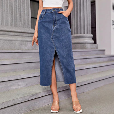 53 tops-fba180#   cross-border fashion foreign trade denim slit new skirt denim skirt