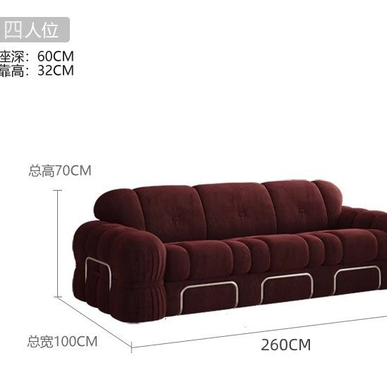 Nordic light luxury retro steel tooth velvet fabric sofa italian medieval style house living room small apartment three-seater