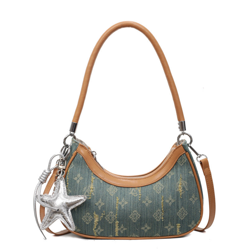Foreign trade denim bag women's summer 2025 new fashion niche messenger bag high-end single shoulder underarm dumpling bag