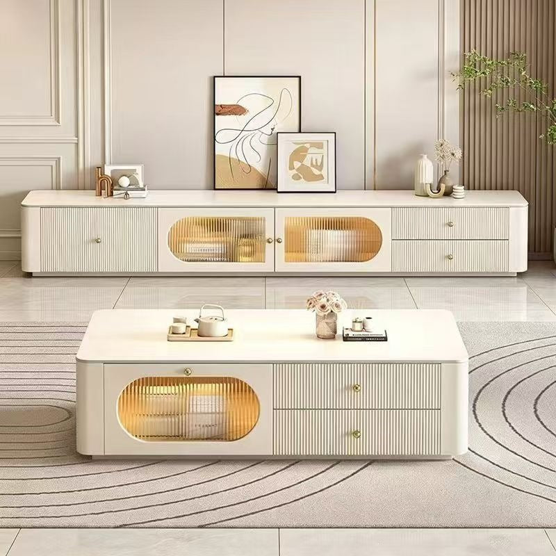 Solid wood tv stand living room home modern minimalist floor cabinet new coffee table tv cabinet glass other
