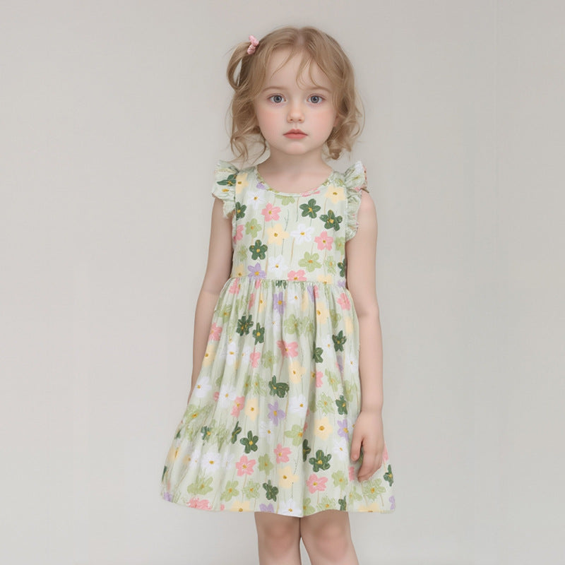 New girls' summer floral dress - kids' princess sundress - beach dress - summer cotton gauze cami dress -  collection