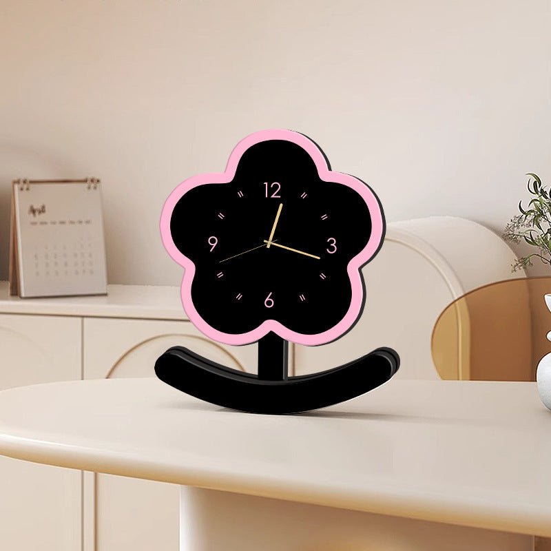 Small flower modern simple swing pendulum clock high sense home TV cabinet desk living room decoration clock