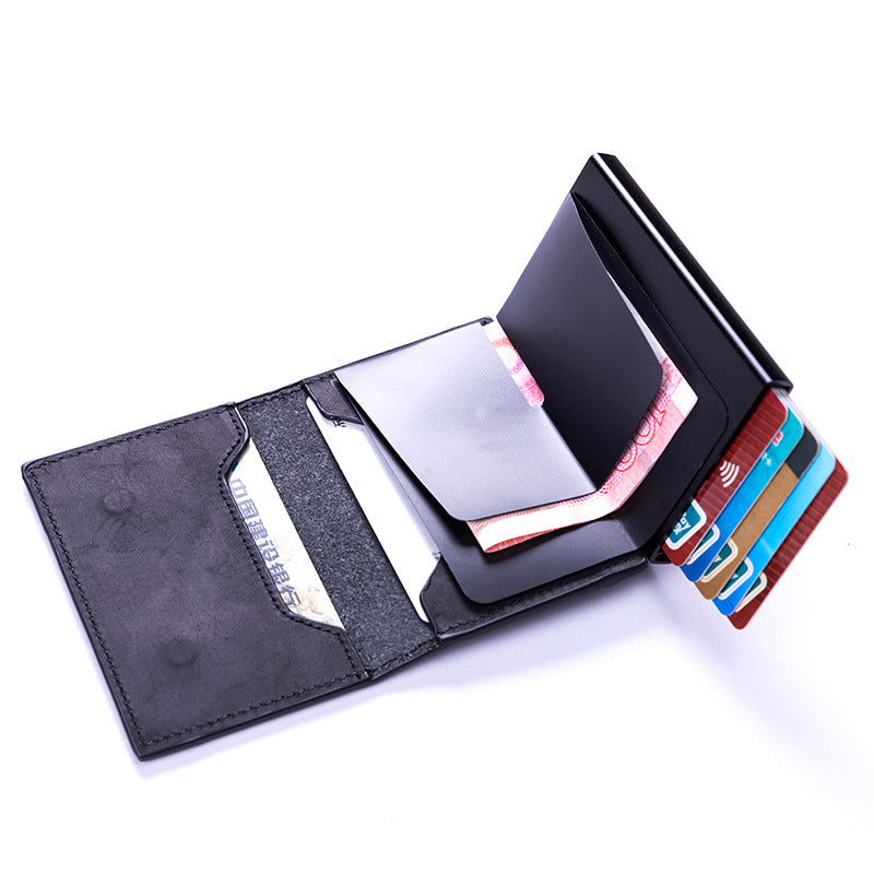Automatic elastic card bag, shielding anti-theft brush wallet, card bag, card sleeve LOGO aluminum alloy card box