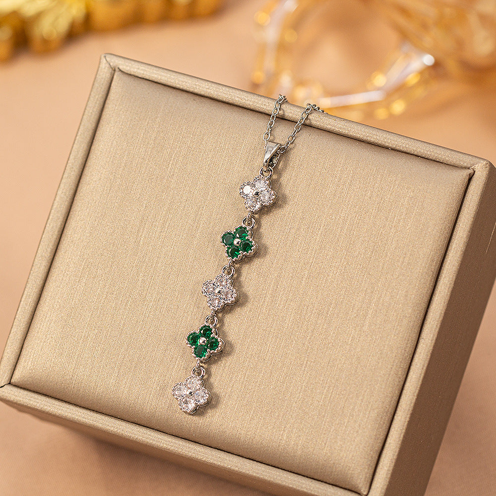 [titanium steel] fashionable and versatile four-leaf clover necklace for women, accessible luxury, high-end elegant clavicle chain jewelry